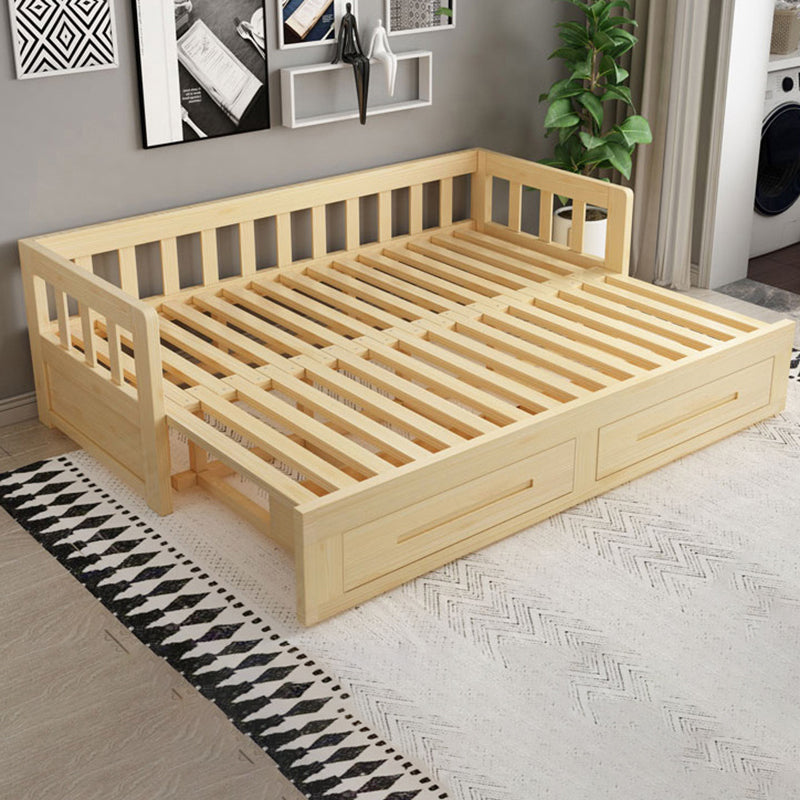 Solid Wood Slat Daybed with Mattress Modern Daybed with 2 Drawers