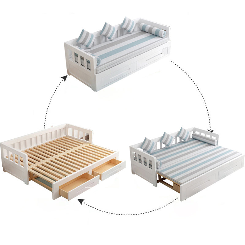 Solid Wood Slat Daybed with Mattress Modern Daybed with 2 Drawers