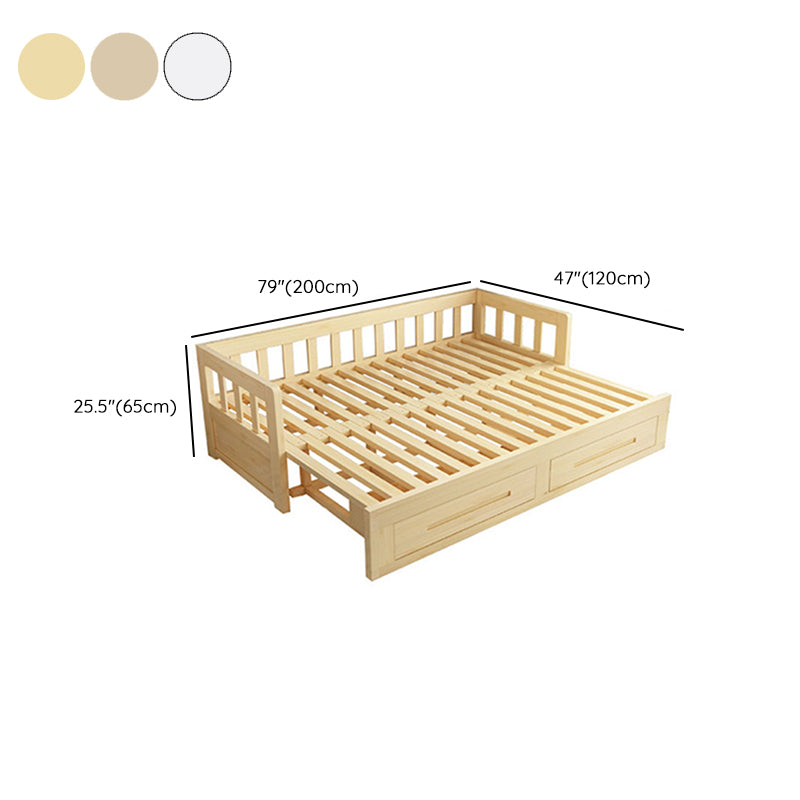 Solid Wood Slat Daybed with Mattress Modern Daybed with 2 Drawers