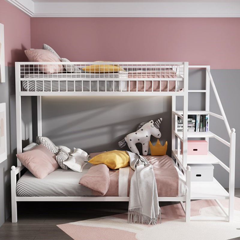 Contemporary Bunk Bed with Staircase Open Frame Metal Bunk Bed