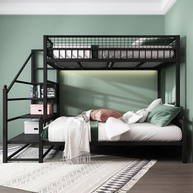 Contemporary Bunk Bed with Staircase Open Frame Metal Bunk Bed