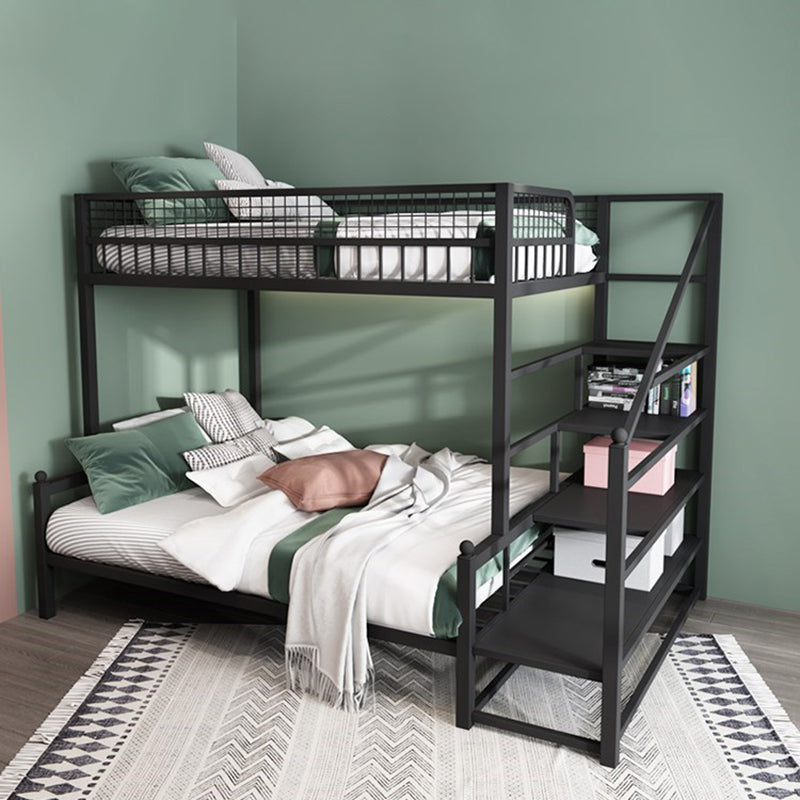 Contemporary Bunk Bed with Staircase Open Frame Metal Bunk Bed