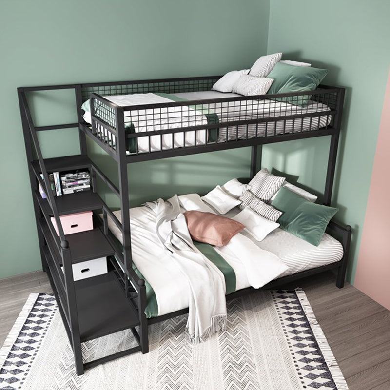 Contemporary Bunk Bed with Staircase Open Frame Metal Bunk Bed