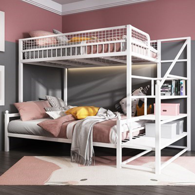 Contemporary Bunk Bed with Staircase Open Frame Metal Bunk Bed