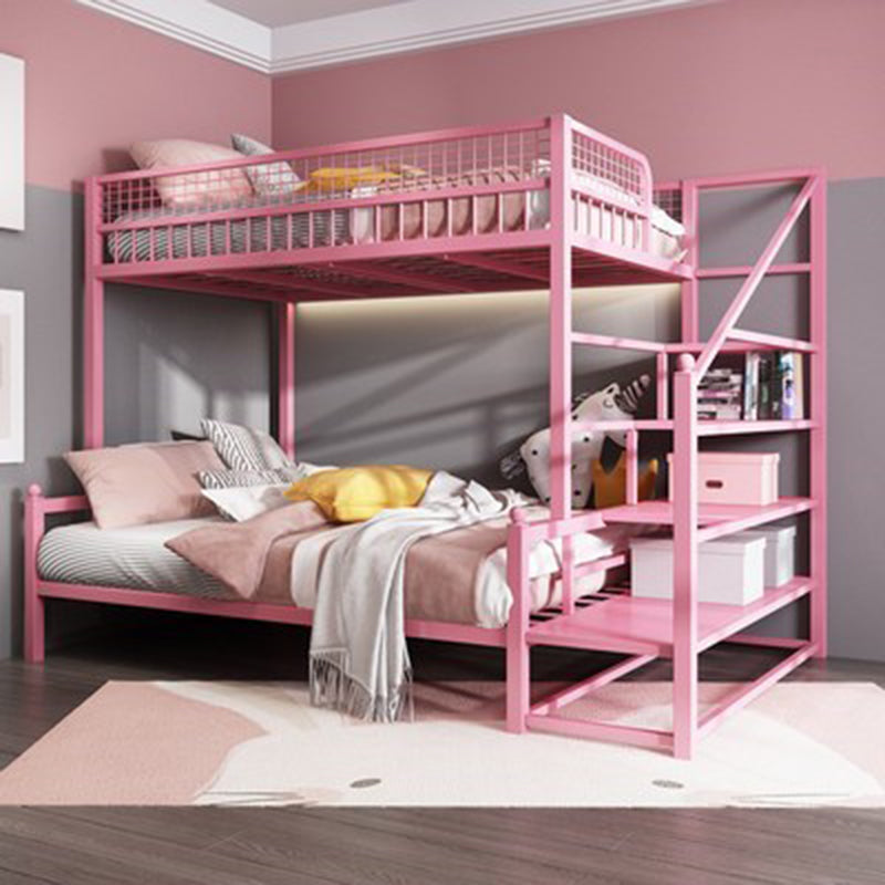 Contemporary Bunk Bed with Staircase Open Frame Metal Bunk Bed