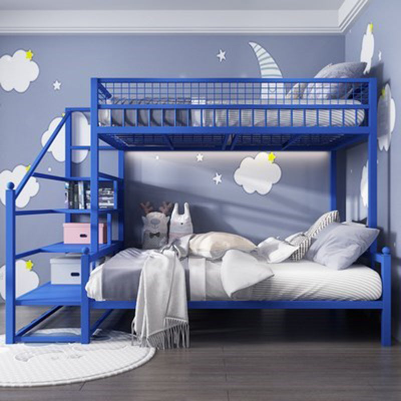 Contemporary Bunk Bed with Staircase Open Frame Metal Bunk Bed