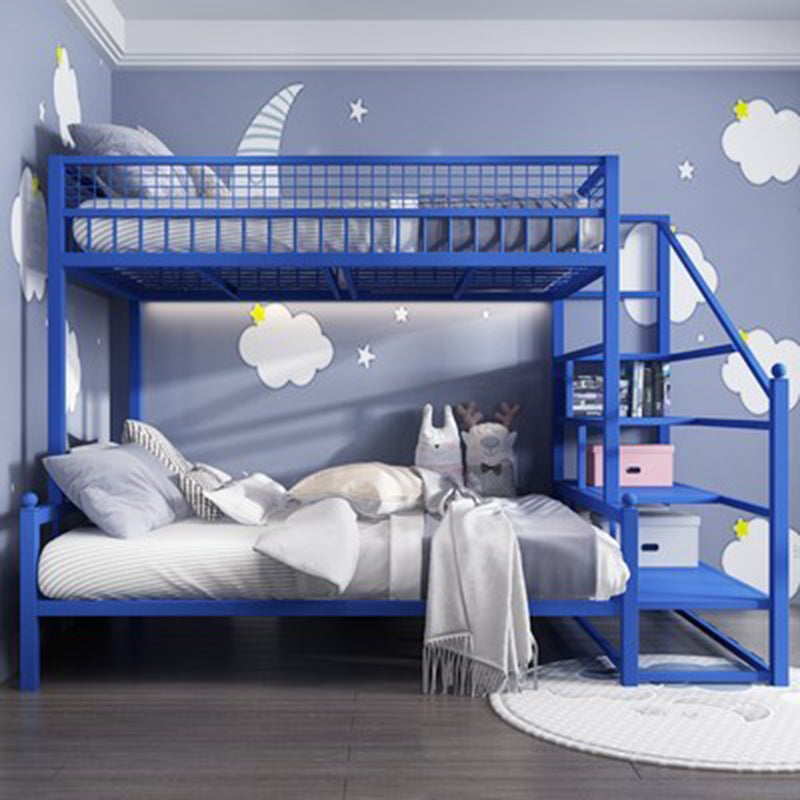 Contemporary Bunk Bed with Staircase Open Frame Metal Bunk Bed