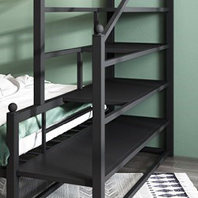 Contemporary Bunk Bed with Staircase Open Frame Metal Bunk Bed