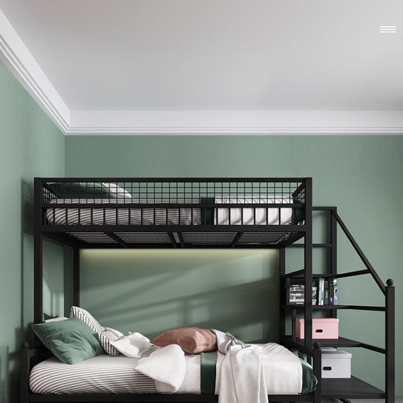 Contemporary Bunk Bed with Staircase Open Frame Metal Bunk Bed