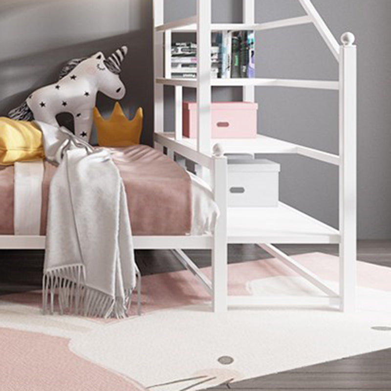 Contemporary Bunk Bed with Staircase Open Frame Metal Bunk Bed