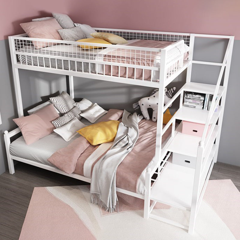 Contemporary Bunk Bed with Staircase Open Frame Metal Bunk Bed