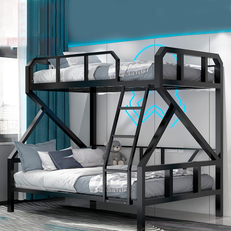 Contemporary Standard Bunk Bed Metal Black Bunk with Guardrail