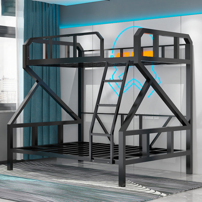 Contemporary Standard Bunk Bed Metal Black Bunk with Guardrail