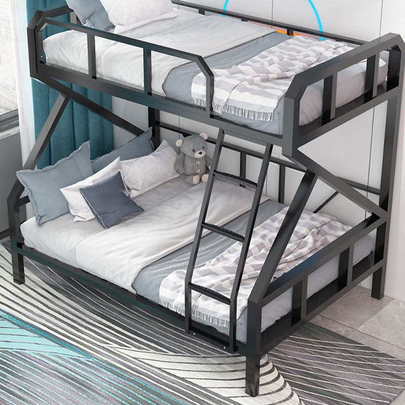 Contemporary Standard Bunk Bed Metal Black Bunk with Guardrail