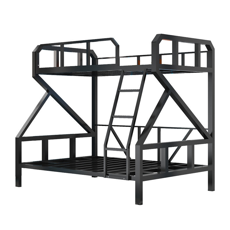 Contemporary Standard Bunk Bed Metal Black Bunk with Guardrail