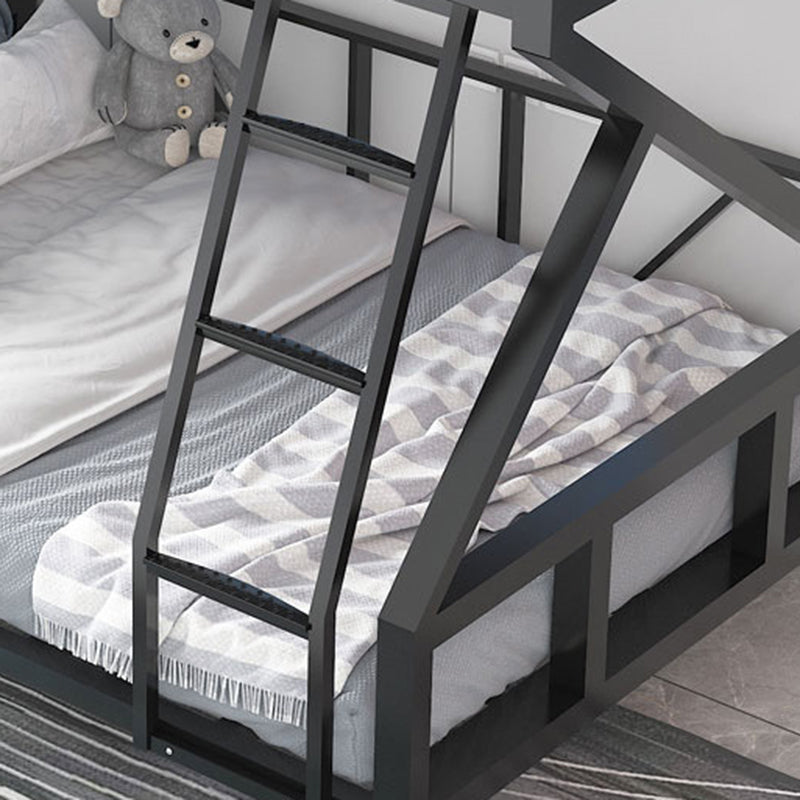 Contemporary Standard Bunk Bed Metal Black Bunk with Guardrail