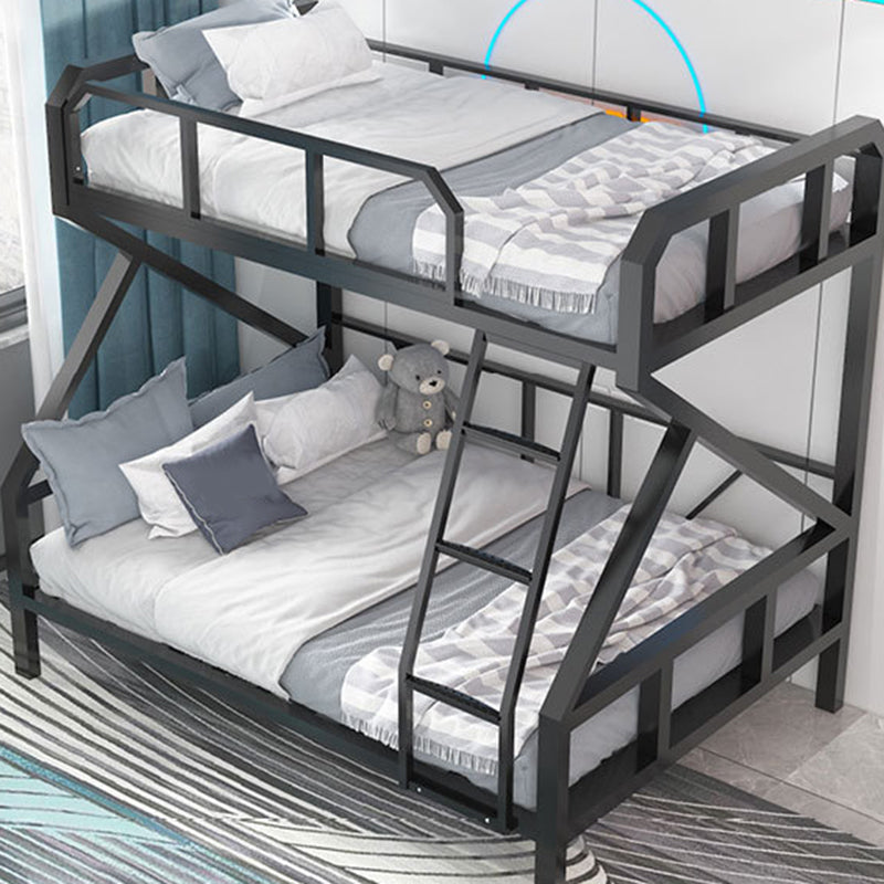 Contemporary Standard Bunk Bed Metal Black Bunk with Guardrail