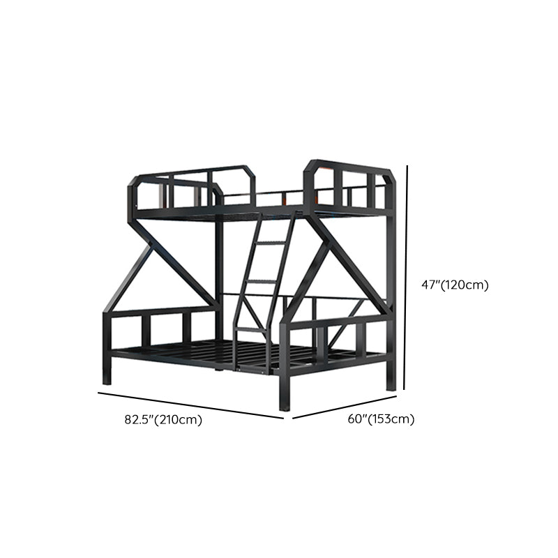 Contemporary Standard Bunk Bed Metal Black Bunk with Guardrail