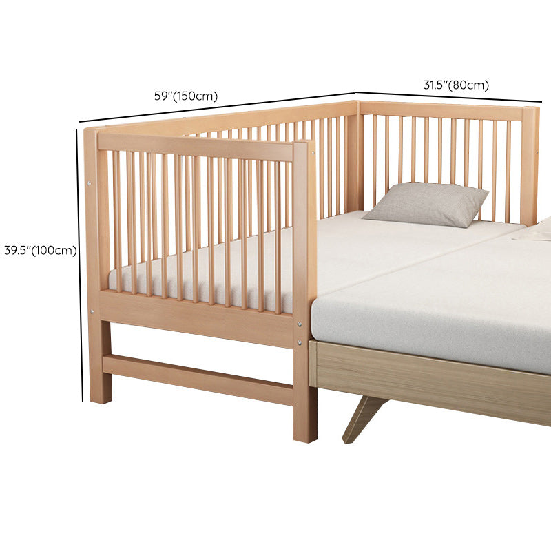 Convertible Wooden Crib with Guardrail Standard Crib with Stairway