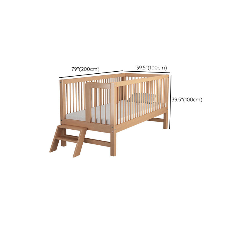 Convertible Wooden Crib with Guardrail Standard Crib with Stairway