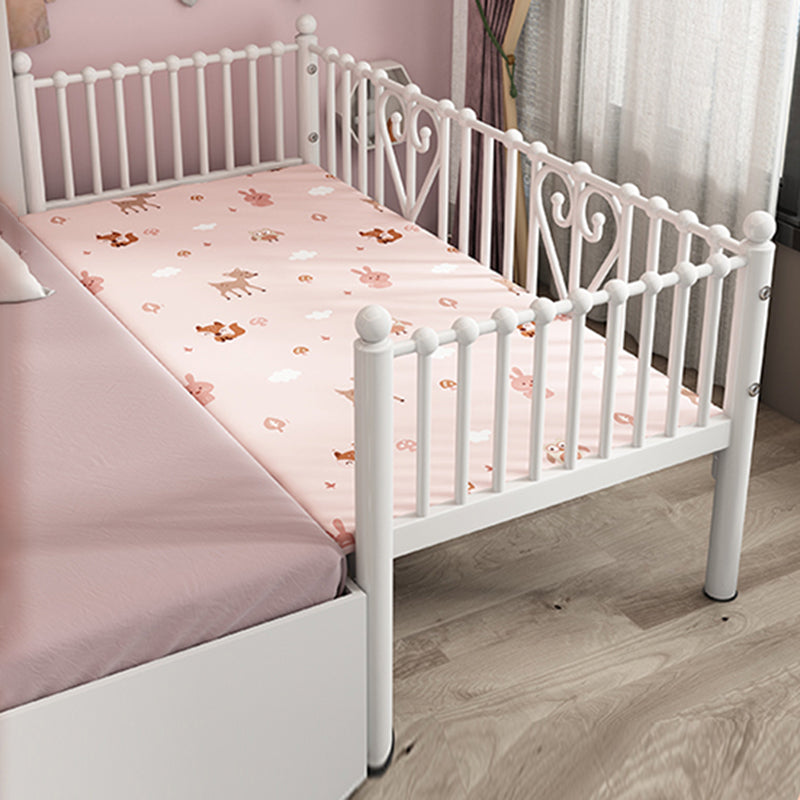 White Contemporary Panel Bed Open Frame Kids Bed with Mattress