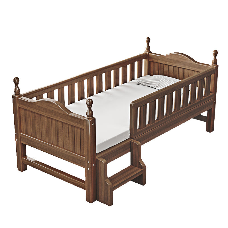 Traditional Convertible Crib Medium Wood Nursery Bed with Guardrail