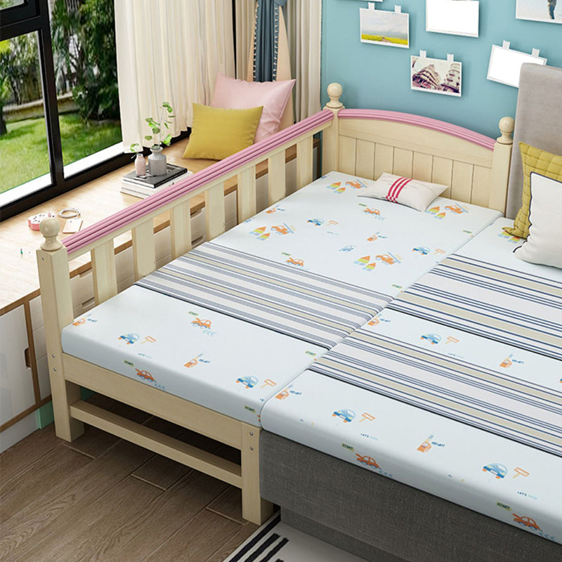 Solid Wood Kids Bed Beech Scandinavian Kids Bed with Guardrail in Natural