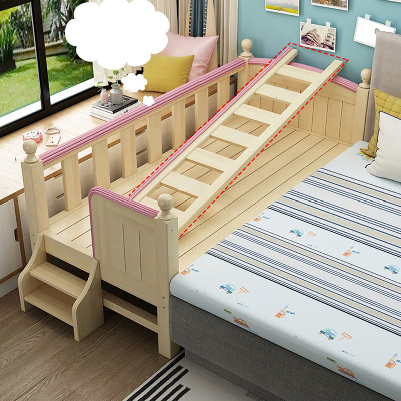 Solid Wood Kids Bed Beech Scandinavian Kids Bed with Guardrail in Natural