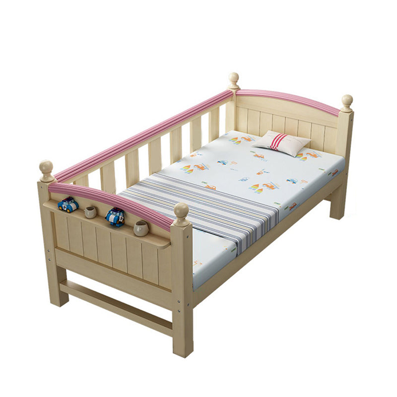 Solid Wood Kids Bed Beech Scandinavian Kids Bed with Guardrail in Natural