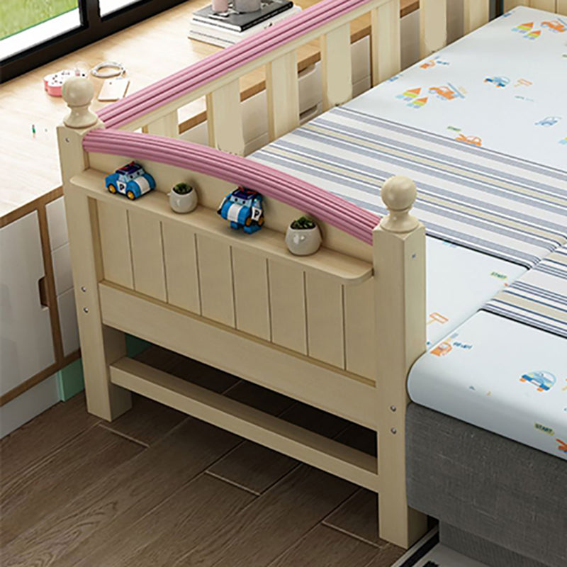 Solid Wood Kids Bed Beech Scandinavian Kids Bed with Guardrail in Natural