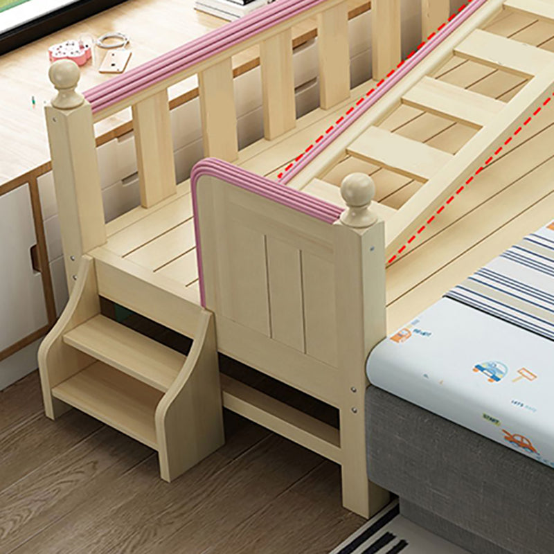 Solid Wood Kids Bed Beech Scandinavian Kids Bed with Guardrail in Natural