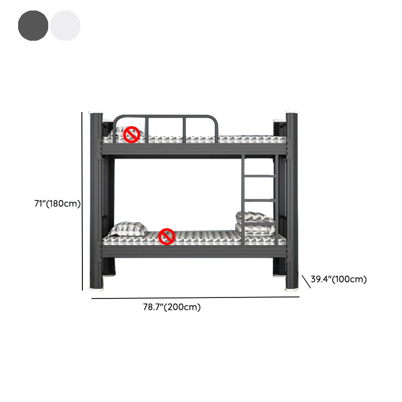 Contemporary Iron Bunk Bed Black / White Kid Bed with Slat Headboard