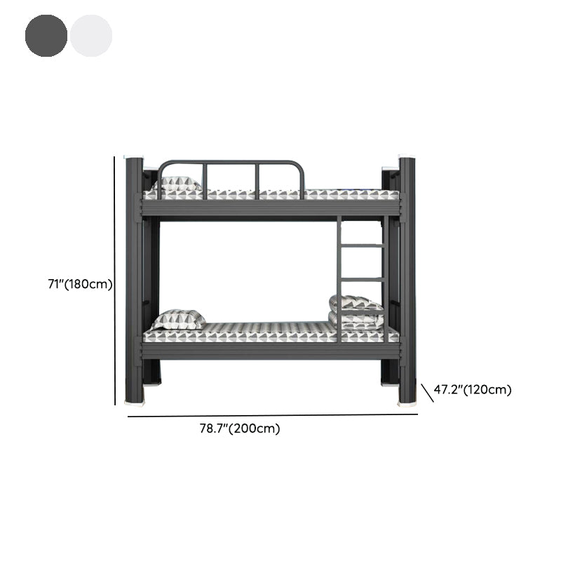 Contemporary Iron Bunk Bed Black / White Kid Bed with Slat Headboard