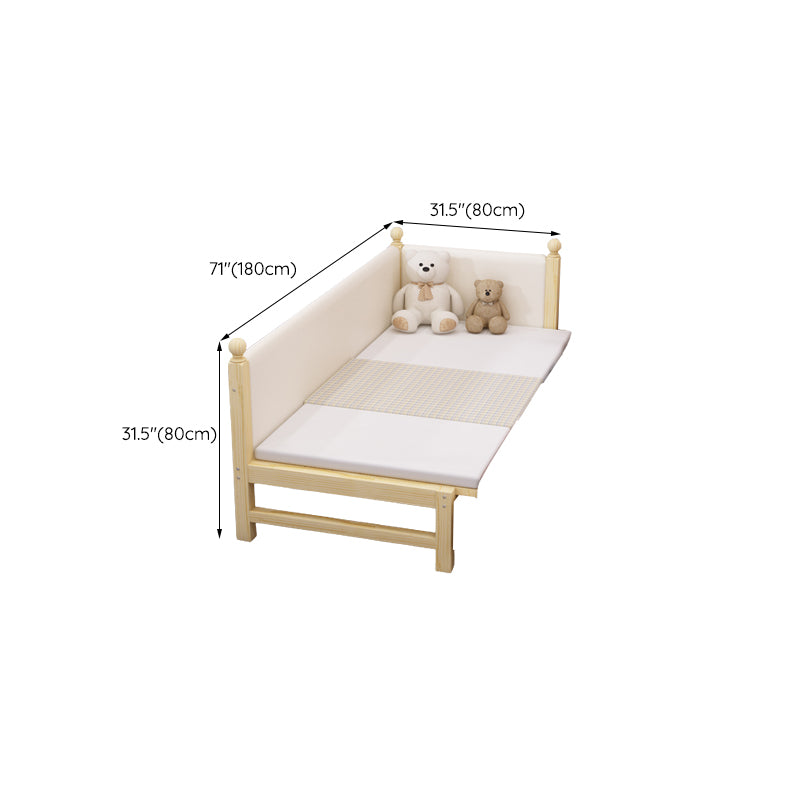 Solid Wood  Baby Crib Modern Light Wood Nursery Bed with Guardrail