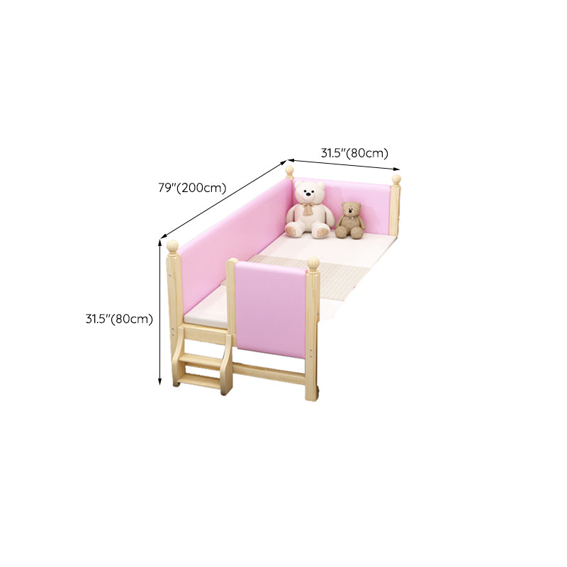 Solid Wood  Baby Crib Modern Light Wood Nursery Bed with Guardrail