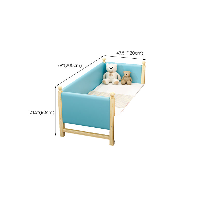 Solid Wood  Baby Crib Modern Light Wood Nursery Bed with Guardrail