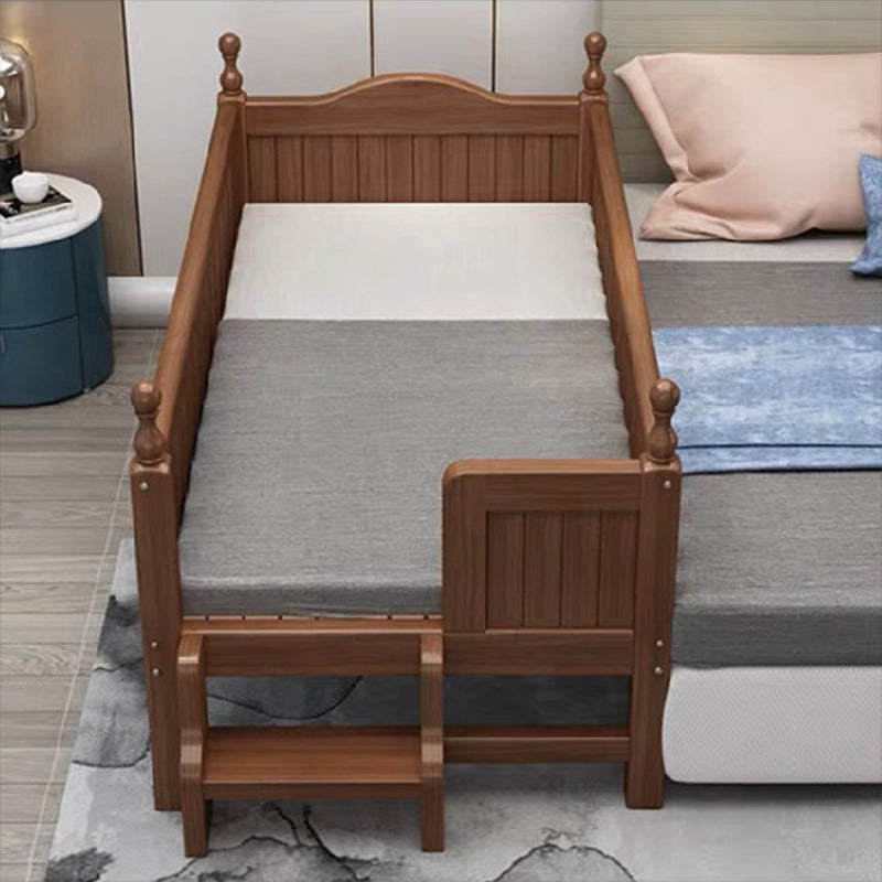 Traditional Nursery Crib Walnut Brown with Guardrail Nursery Bed