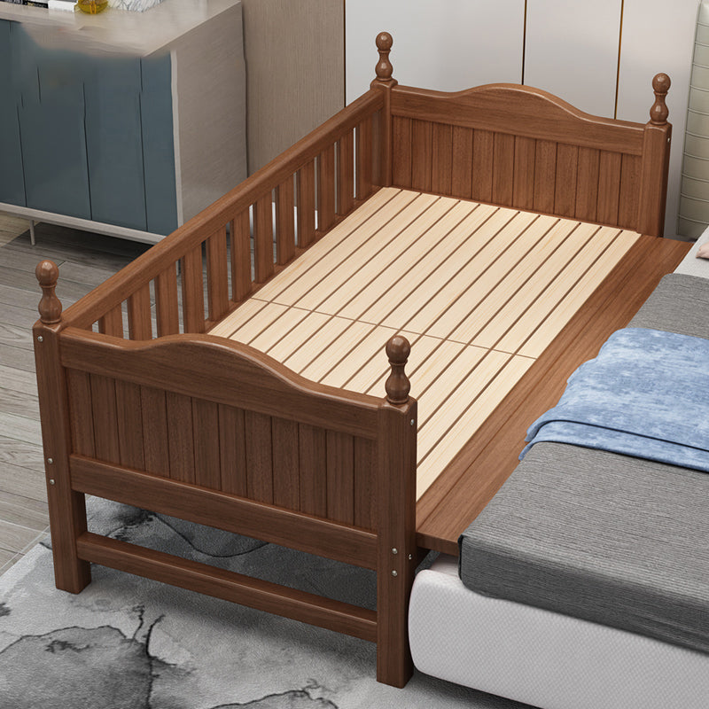 Traditional Nursery Crib Walnut Brown with Guardrail Nursery Bed