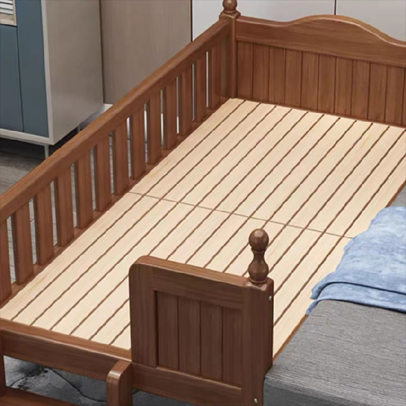 Traditional Nursery Crib Walnut Brown with Guardrail Nursery Bed