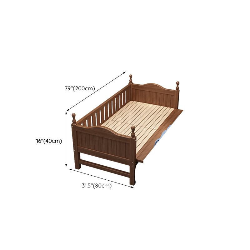 Traditional Nursery Crib Walnut Brown with Guardrail Nursery Bed