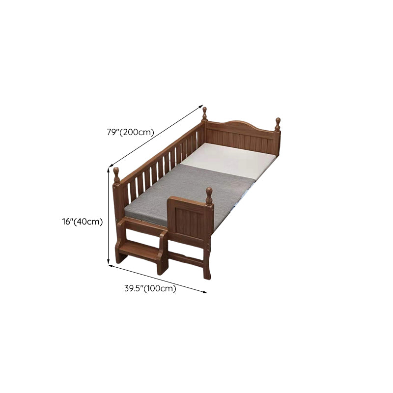 Traditional Nursery Crib Walnut Brown with Guardrail Nursery Bed