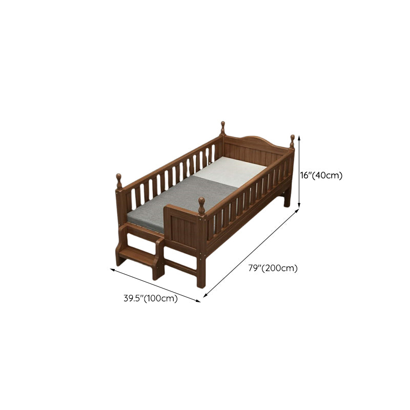 Traditional Nursery Crib Walnut Brown with Guardrail Nursery Bed