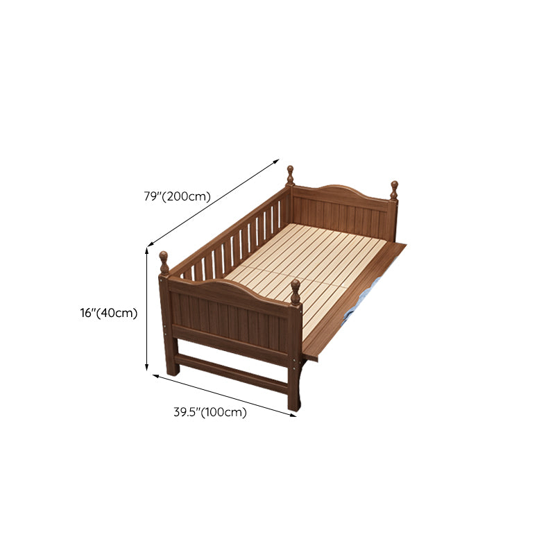 Traditional Nursery Crib Walnut Brown with Guardrail Nursery Bed