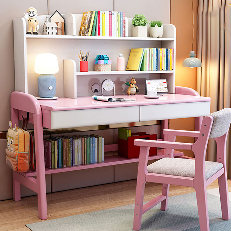 Light Children's Desk Adjustable Study Desk with Storage Shelves