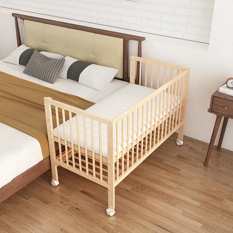 Modern Wood with Guardrail with Adjustable Height Nursery Crib