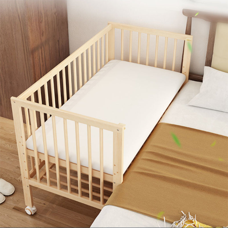 Modern Wood with Guardrail with Adjustable Height Nursery Crib