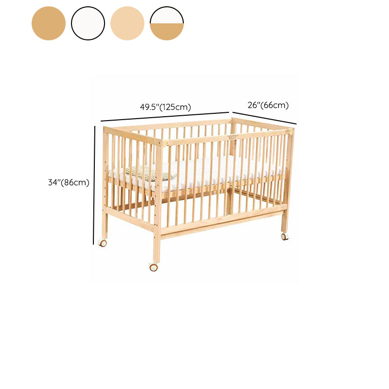 Modern Wood with Guardrail with Adjustable Height Nursery Crib