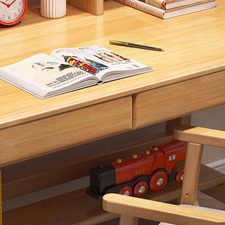 Wooden Children's Desk Home Desk with Chair Set with Storage Shelves