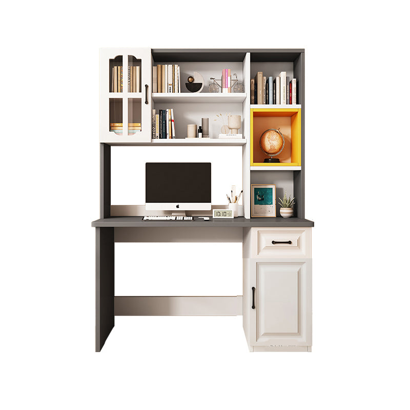 Solid Wood Children's Desk Writing Desk with Storage Shelves