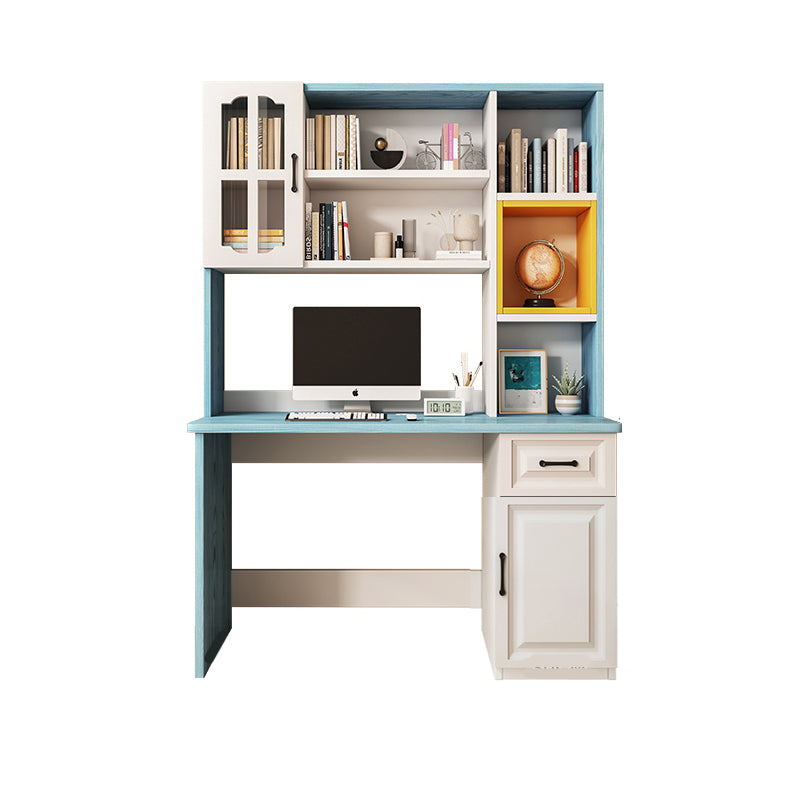 Solid Wood Children's Desk Writing Desk with Storage Shelves